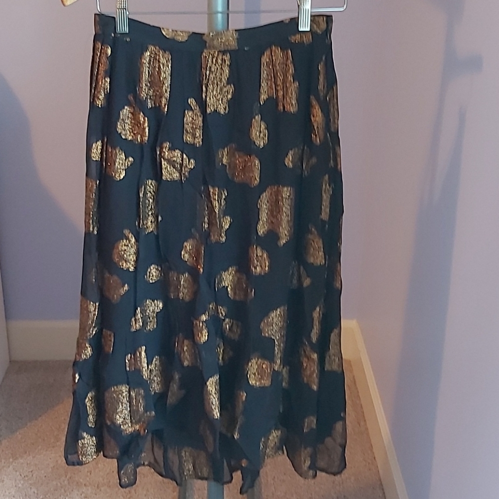 Anthropologie Floreat Glittery Midi Skirt